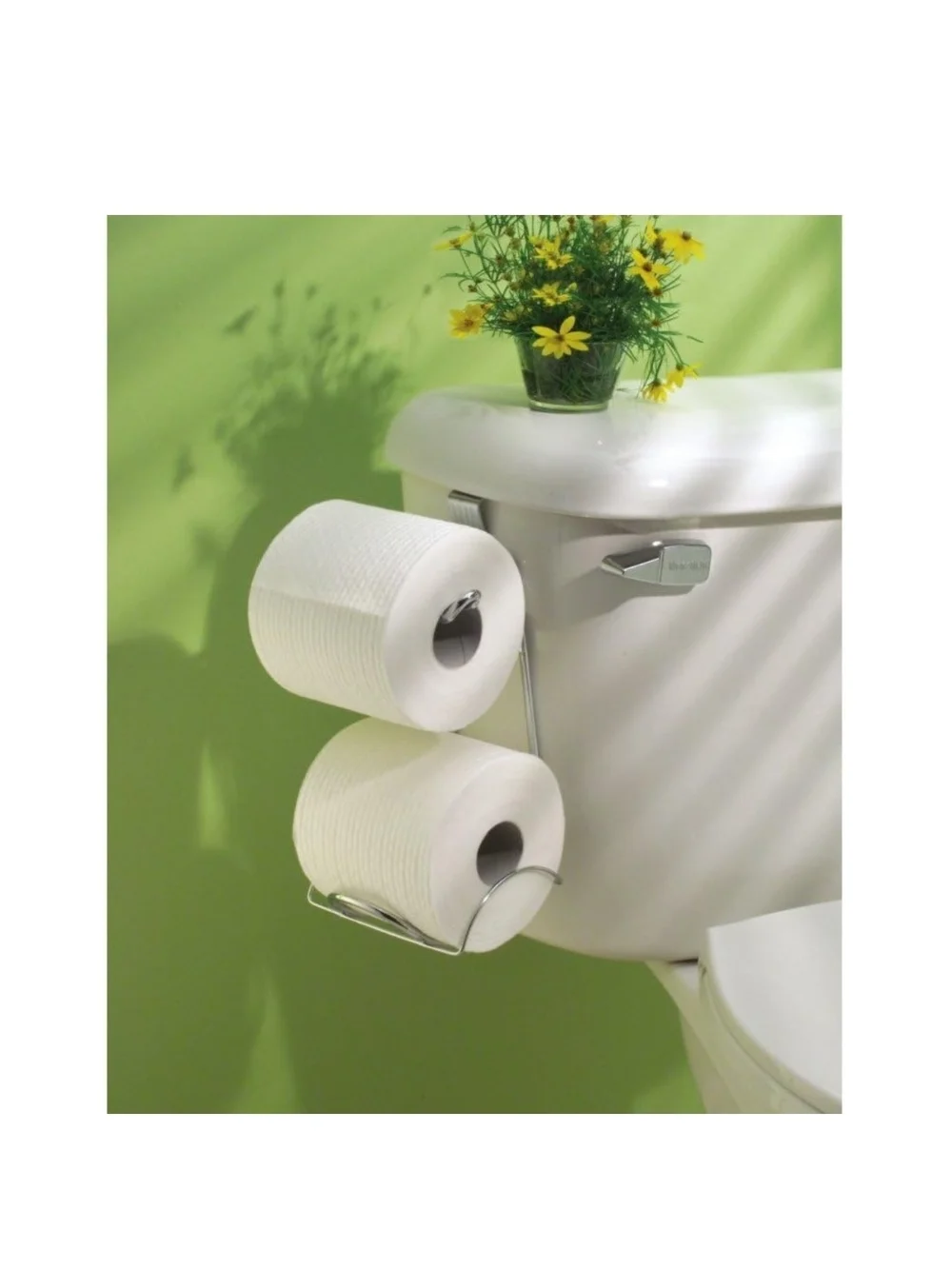 iDesign Classico Over-the-Tank Toilet Paper Holder Steel Chrome Bathroom Storage